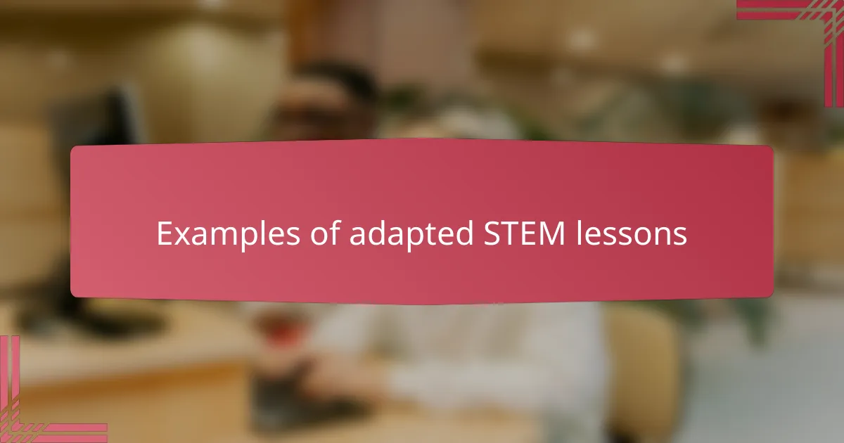 Examples of adapted STEM lessons