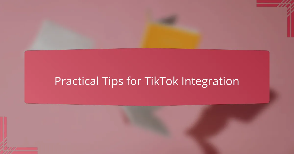 Practical Tips for TikTok Integration