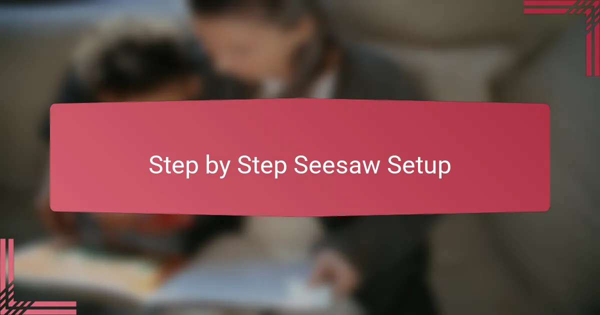 Step by Step Seesaw Setup