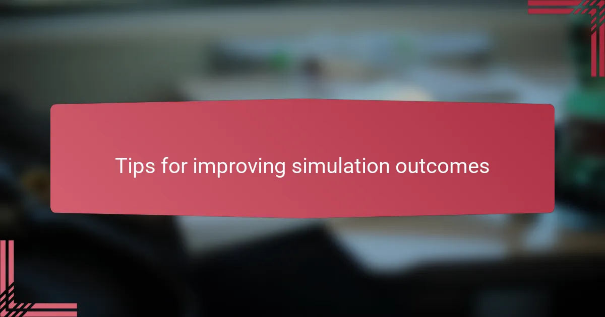Tips for improving simulation outcomes