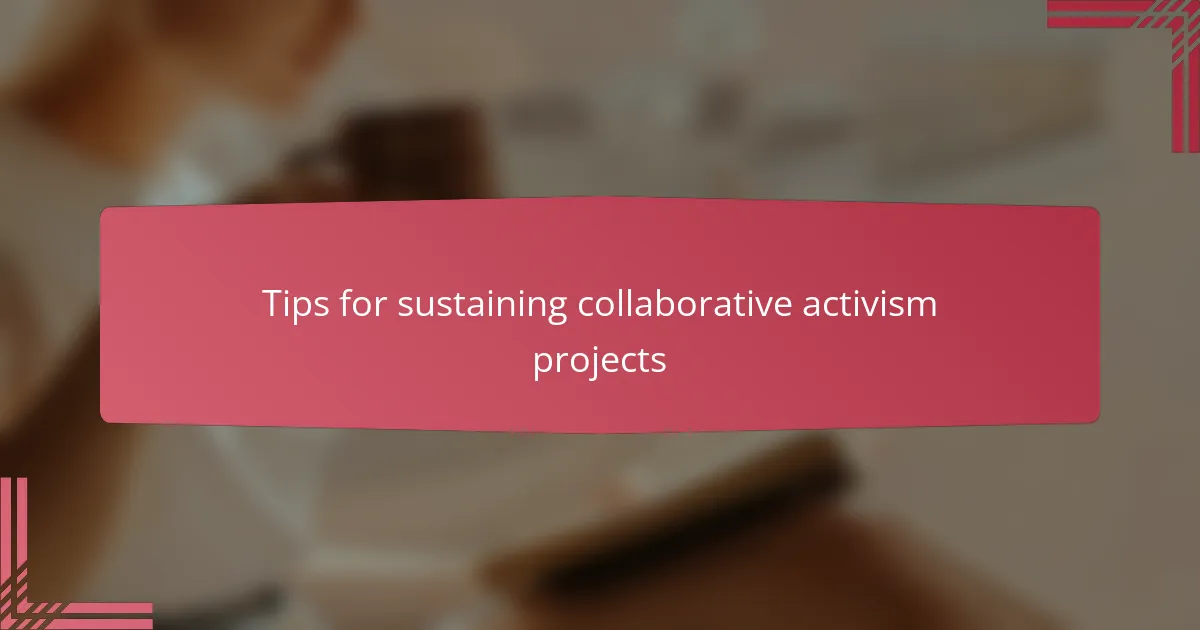 Tips for sustaining collaborative activism projects